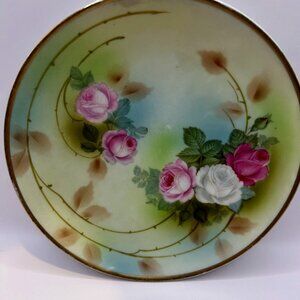 Vintage Lila's Handcrafted in Germany 8-1/4" plate. Lovely pink and white roses